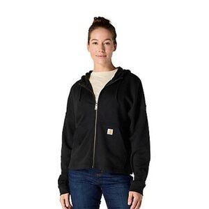 EUC Carhartt Full Zip Hoodie Women L 12/14 black Relaxed Jacket Midweight